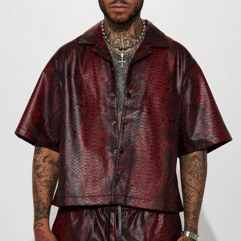 Men's You Had My Love Faux Python Cropped Shirt - NWT